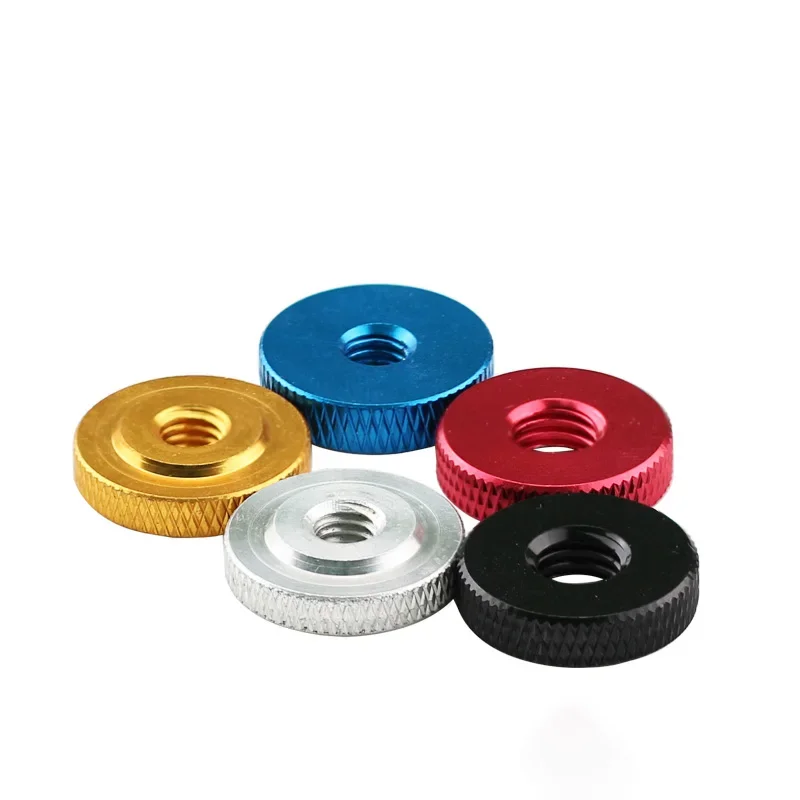 컬러풀 소형 스텝 널링 핸드 너트, 알루미늄 합금 양극산화 얇은 너트, M3, M4, M5, M6, M8, M10, 1 개, 2 개