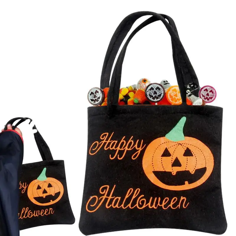 Halloween Pumpkin Candy Bag Non Woven Portable Candy Basket Trick Or Treat Kids Gift Packaging Halloween Party Supplies