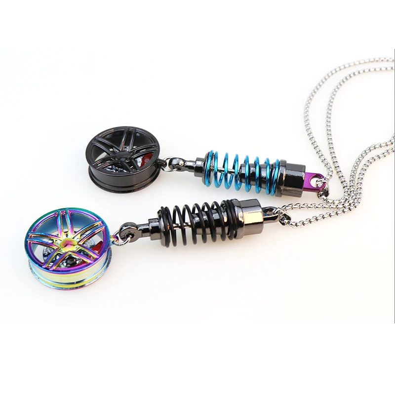 Car Ornament Pendant Metal Wheel Hub Flywheel Hanging Hip-hop Auto Interior Rear View Mirror Decoration Dangle Trim Accessories