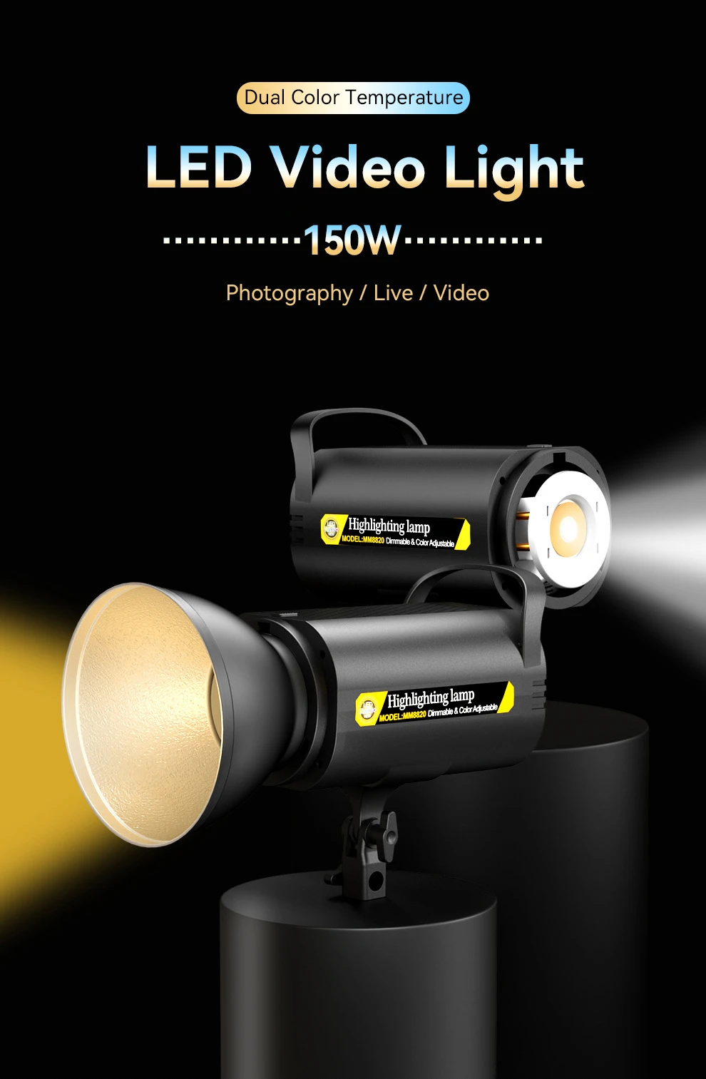 100W LED Füllen Licht Studio Video Licht 2700-6500K Dimmbare Bowens Berg Kontinuierliche Licht Fernbedienung Video aufnahme – Detail 13