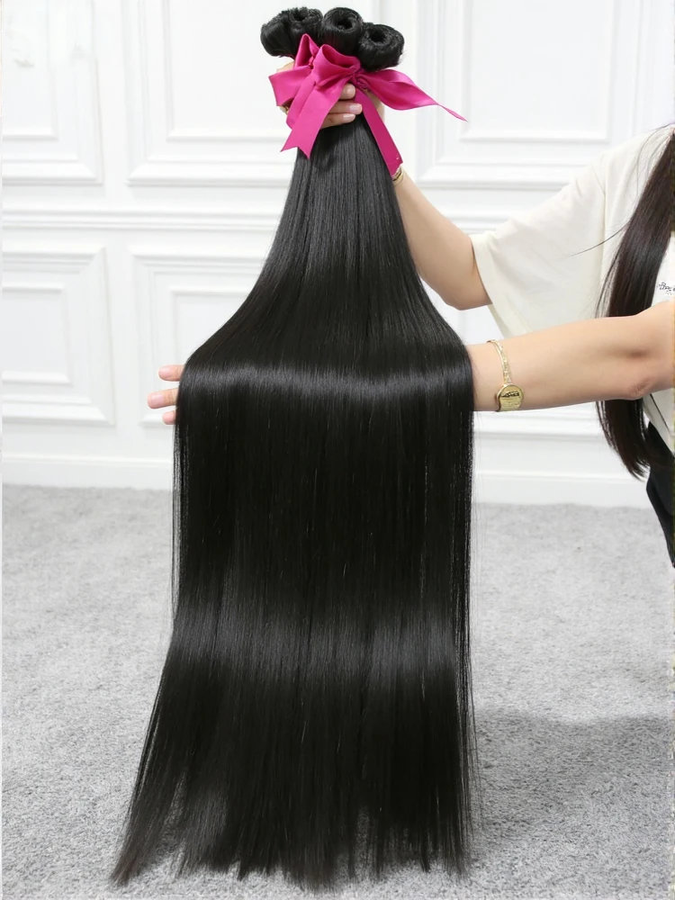 12A Straight Human Hair Bundles 100% Human Hair 30 40 Inch Natural Black Bundles Human Hair Extensions Raw Hair Bundles