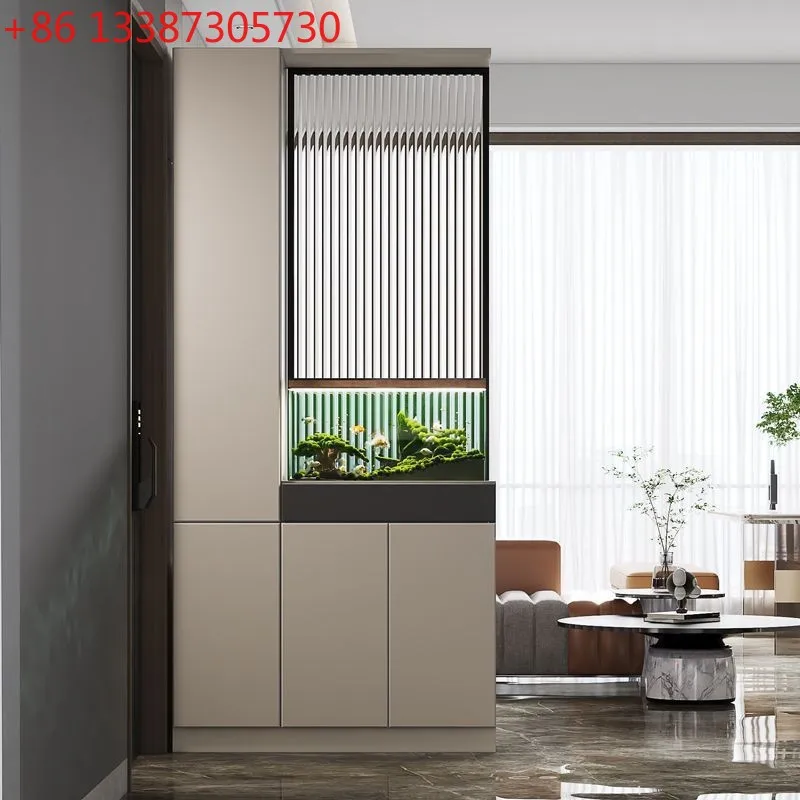 

Light luxury door cabinet, shoe cabinet, solid wood integrated entrance hall cabinet, living room partition