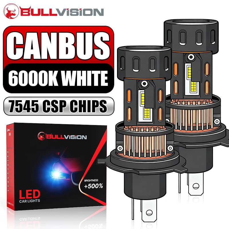 

2PCS H4 LED Headlight Bulb Automoblie Lamp Canbus 6000K High/Low Dual Beam CSP CHIPS Plug&Play Motorcycle Lamp 12V 24V Turbo Fan