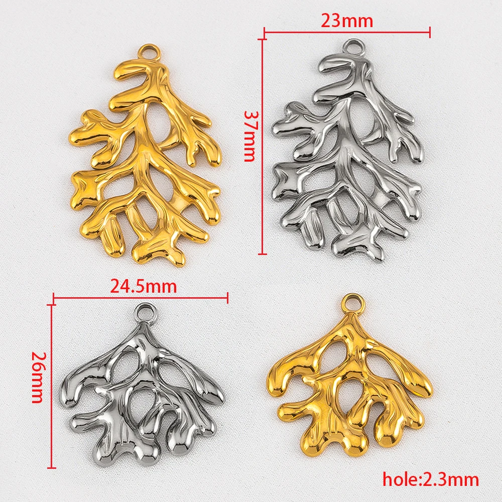 5pcs No Fade Tree Branches Leaf Charm Stainless Steel Gold Color Pendants For Jewelry Making Earring Keychain Supplies DIY Craft image 6
