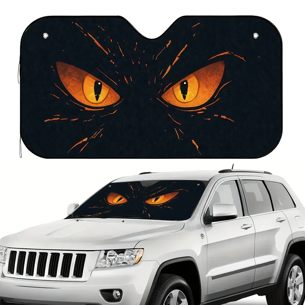 1pc Fiery Watcher Eyes Car Sun Visor, Blocks Sunlight, Keeps The Car Cool And Comfortable, Ideal For Family Outings And Daily Co