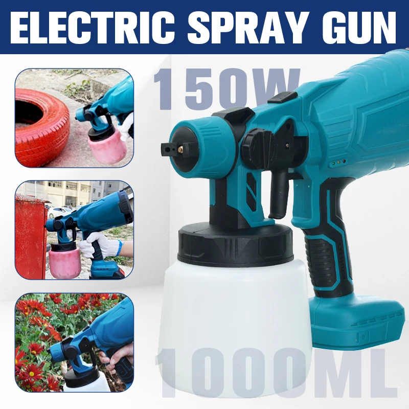 

Cordless Electric Spray Gun 1000ML Home Paint Sprayer Household DIY Flow Control Easy Spraying Auto Steel Coating Airbrush