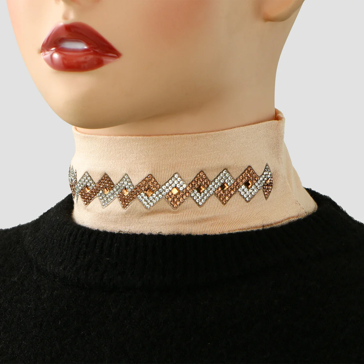 جديد لينة القطن مشروط حجر الراين كامل انفصال وهمية طوق غطاء الرقبة الحجاب غطاء الرأس الياقات العالية الياقة المدورة الأوشحة #4