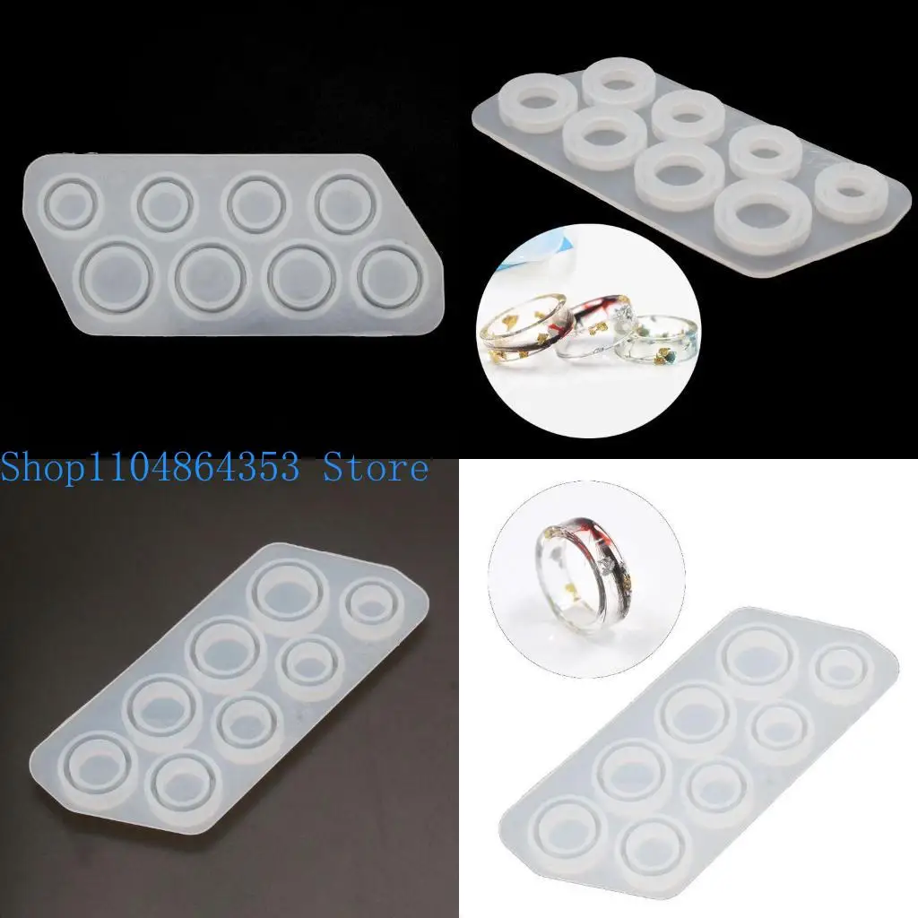 

652F 8 Pcs/set Ring Silicone Molds for Epoxy Resin Ring Mold Necklace Pendant Size 5-12 Circle Jewelry Casting Mold for DIY