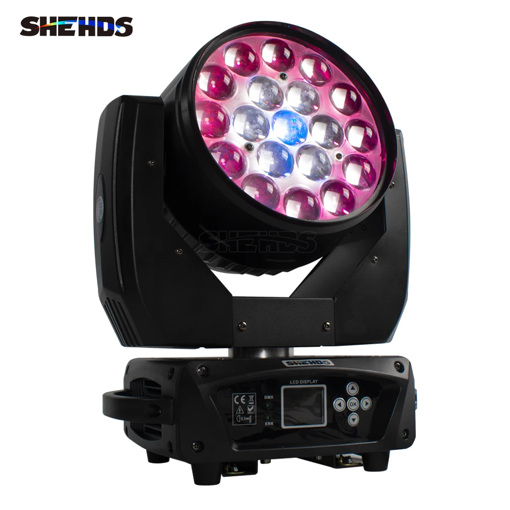 Imagem -04 - Shehds-iluminação de Feixe e Lavagem 19x15w Zoom Rgbw Iluminação da Cabeça Móvel para Discoteca Ktv Festa Transporte Rápido Gratuito Pcs