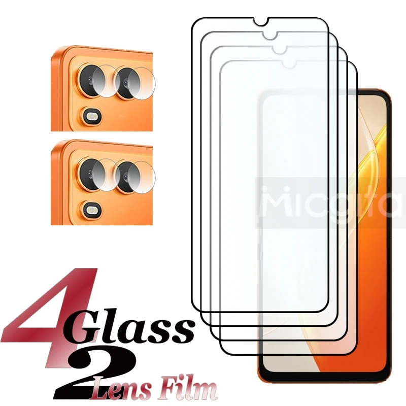 Next-Gen For Itel A200 A200+ Displayschutzfolie aus Glas + Soft-Fiber-Linsenfolien-Set, kratzfeste, klare Frontfolie