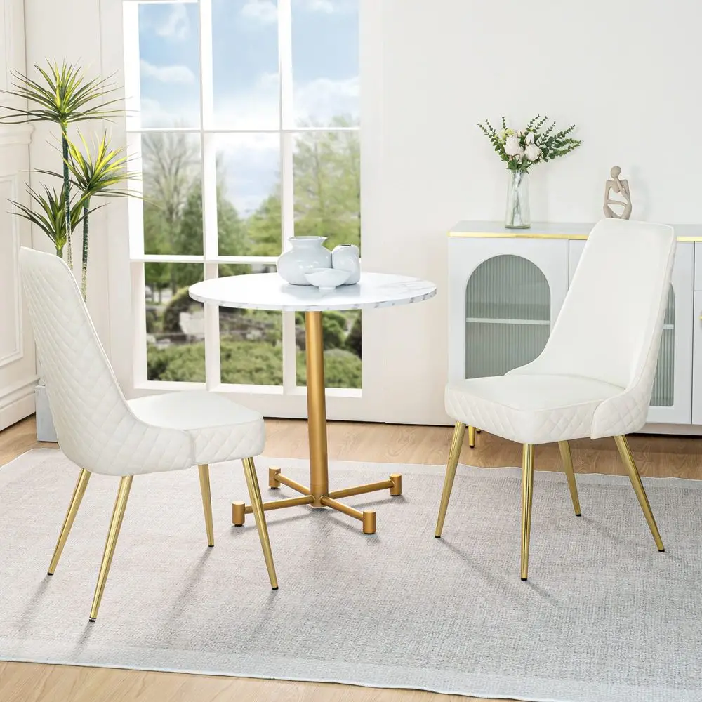 

Dining Chairs Set of 2, Modern Fabric Dining Room Kitchen Side Chair with Padded Seat and Gold Legs for Restaurant Cafe Living R