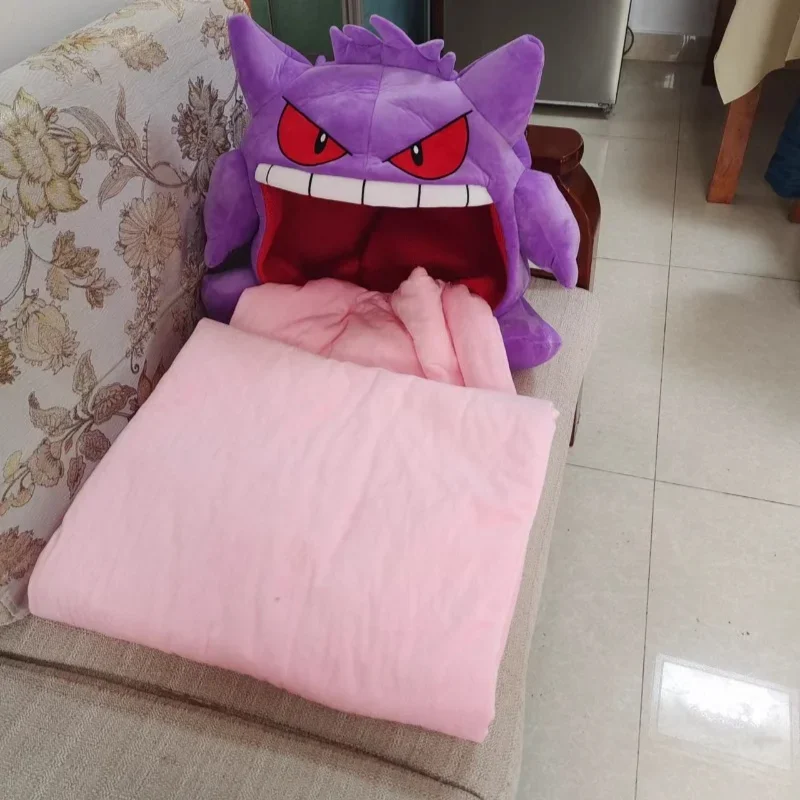 Pokemon Gengar Cartoon Peripheral 45CM Doll Pillow Warm and Comfortable Quilt Birthday Present Blanket for Boys  Girls