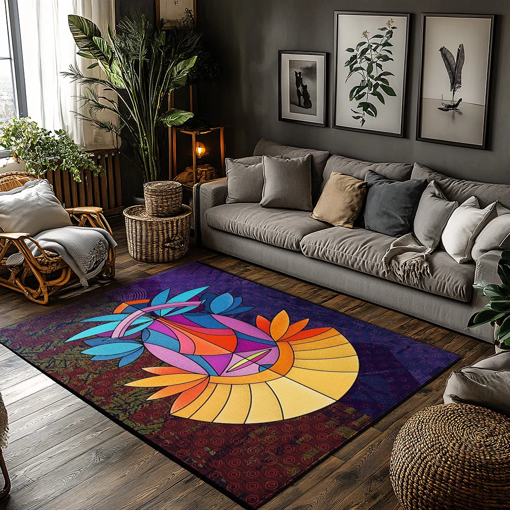 

Unique Abstract Area Rug Modern Geometric Floor Mat Bohemian Home Decor Living Room Carpet Non Slip Rug Artistic Design Contempo