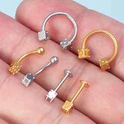 1pc Stainless Steel Septum Lip Stud Labret Monroe Cartilage Daith Rook Eyebrow Piercing Jewelry 16G Lucky Dice Piercing Jewelry