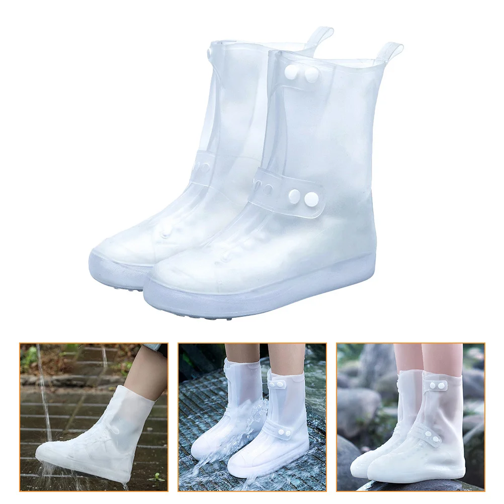1Pair Anti-Slip Waterproof Shoe Covers Rainproof High Tube Overshoes Outdoor Non-Slip Shoe Protectors High Tube Overshoes