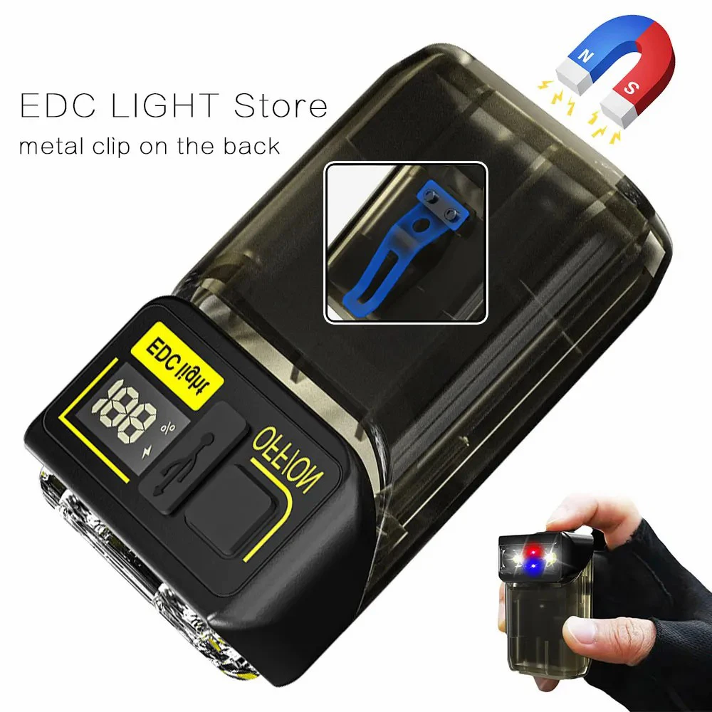 

D5 LED Flashlight Type-C Charging Lamp Head Rotation with Magnetic Multifunctional Mini Keychain Emergency EDC Portable Light