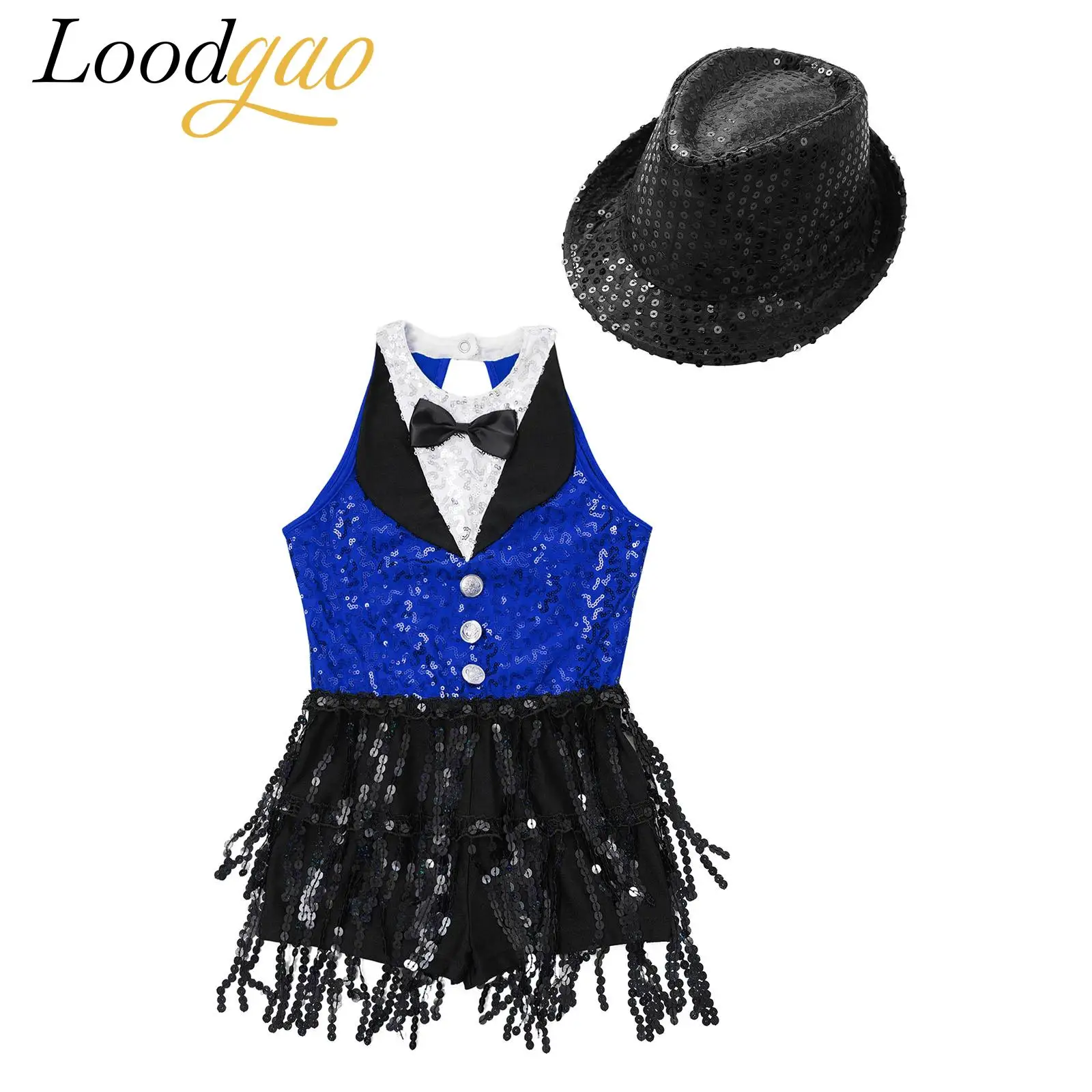 Kids Latin Ballet Leotard Dancing Competition Performance Costume Girls Sequins Rave Hip Hop Jazz Dance Dress Tassel Jumpsuit view 2