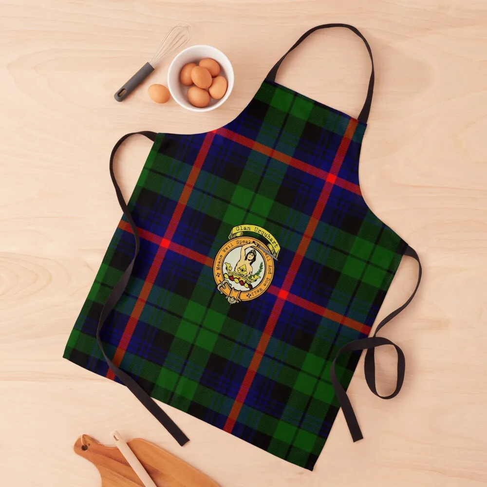 

Urquhart Scottish Tartan and Crest Apron Waterproof women kitchen item Womens Dresses cook wear Apron