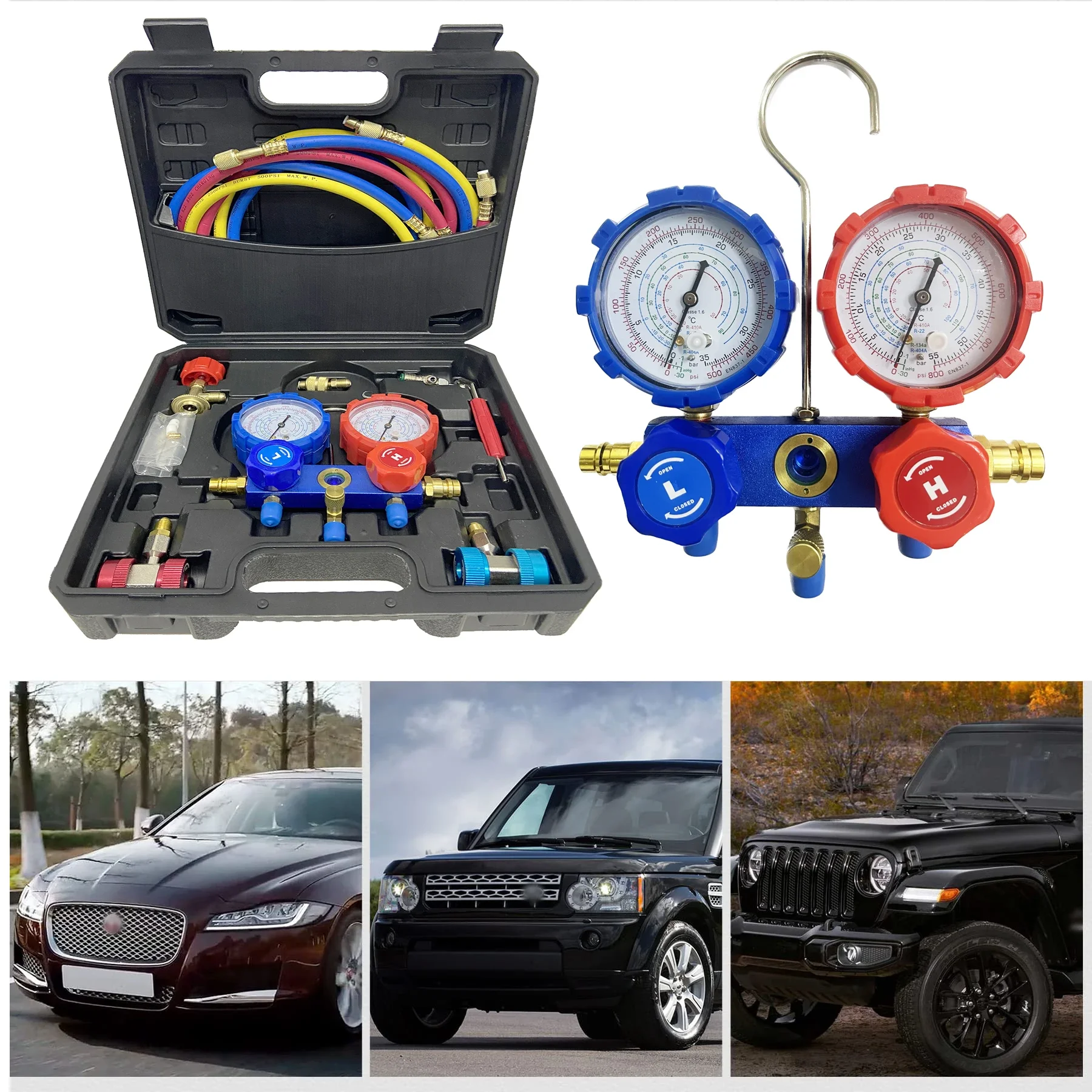 Car Tools Set Refrigeration Air Conditioning Manifold Gauge Maintenence Tools freon adding gauge for R22 R-410A R-134a R-404A