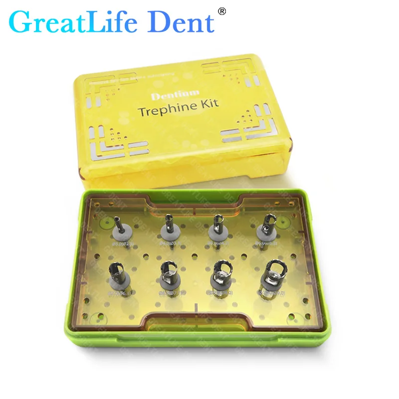 GreatLife 8 Pcs Dental Implant Trephine Drills Kit Bone Graft Drills Dentistry Planting Tools Dentists Instrument Accessories