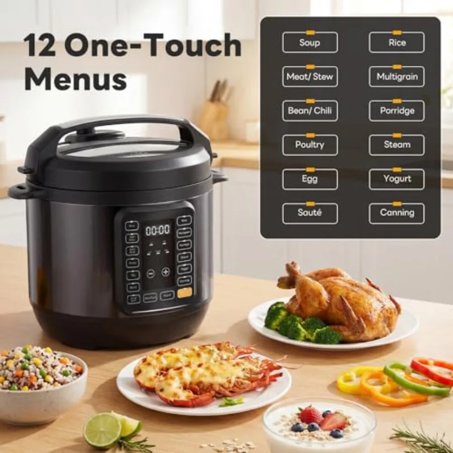16-in-1電気圧力鍋 6QT プログラム可能なマルチクッカー 12種類の
