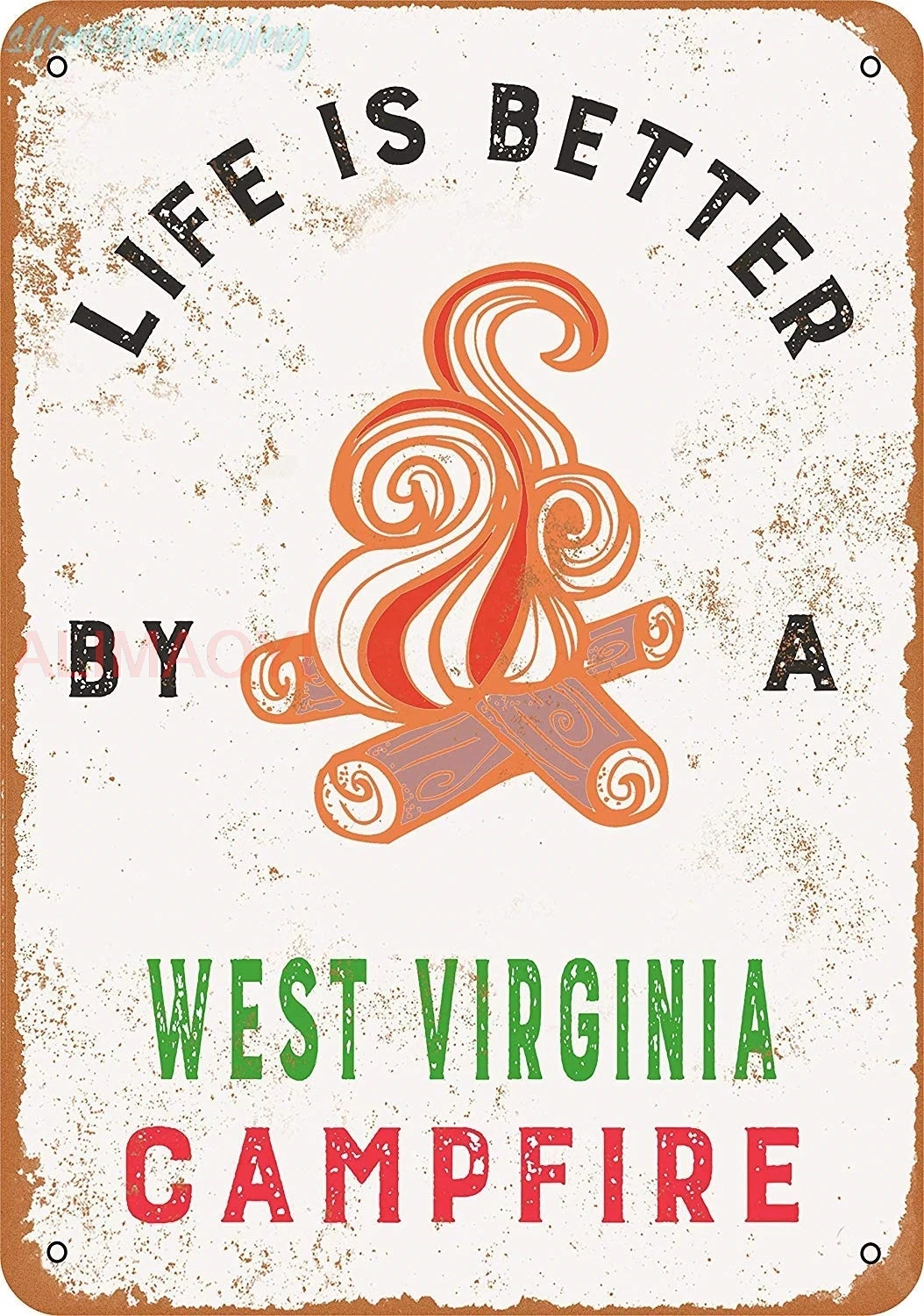 8 x 12 Metal Sign - West Virginia Campfires are The Best Vintage Retro Wall Decor Home Decor sign