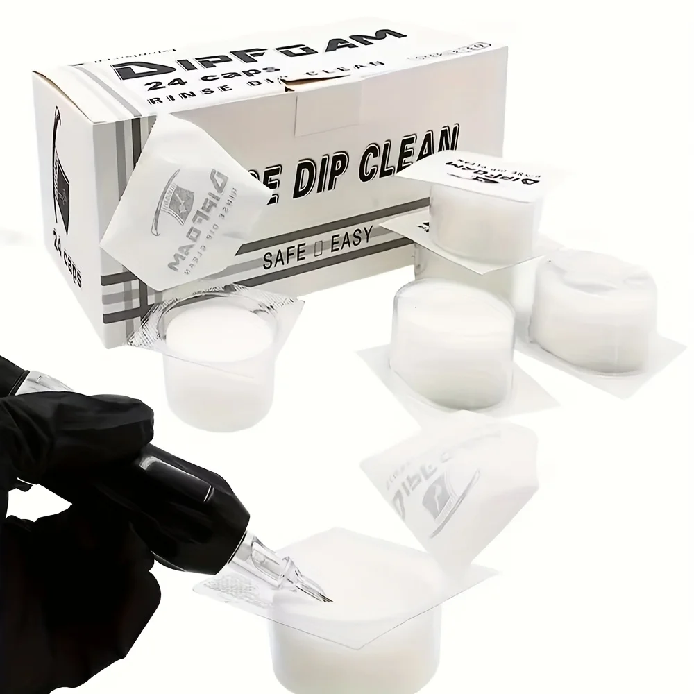 

8/24pcs Tattoo Dip Cup Caps Tattoo Disposable Dip Foam Rinse Caps Cups Cleaning for Needle and Tip Rinse Dip Clean Professional