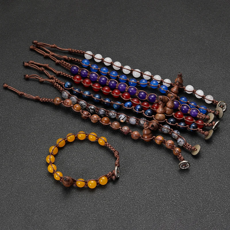Natural Stone Beads Bracciale tibetana Men Ruyi Gourd Meditation Mantra Bracelet for Men Yoga Jewelry for Women bracciali uomo