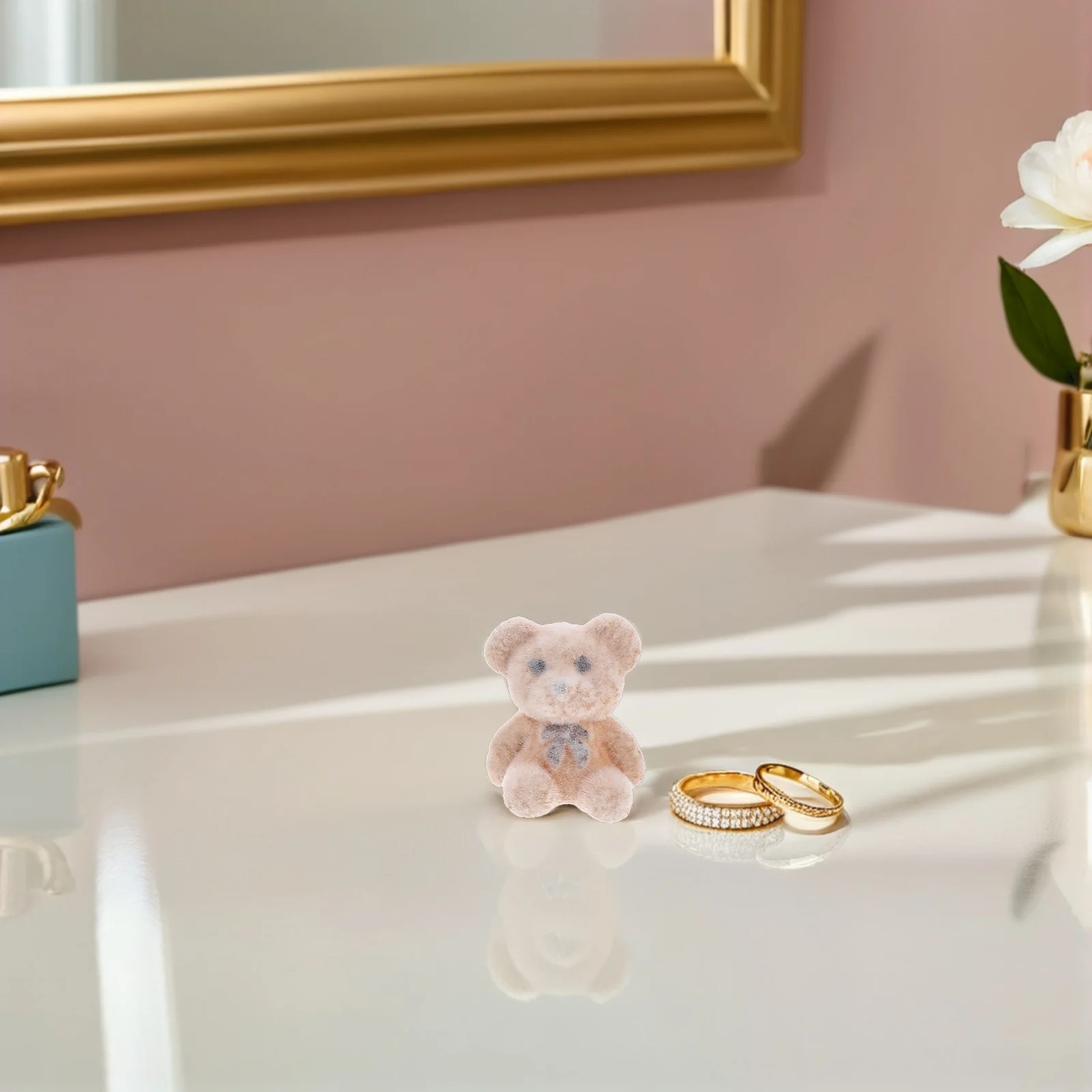 Mini oso flocado, bonito oso en miniatura, recuerdo de fiesta de Baby Shower, bolso pequeño de cumpleaños, regalo, Mini osos para Baby Shower, 15 Uds.