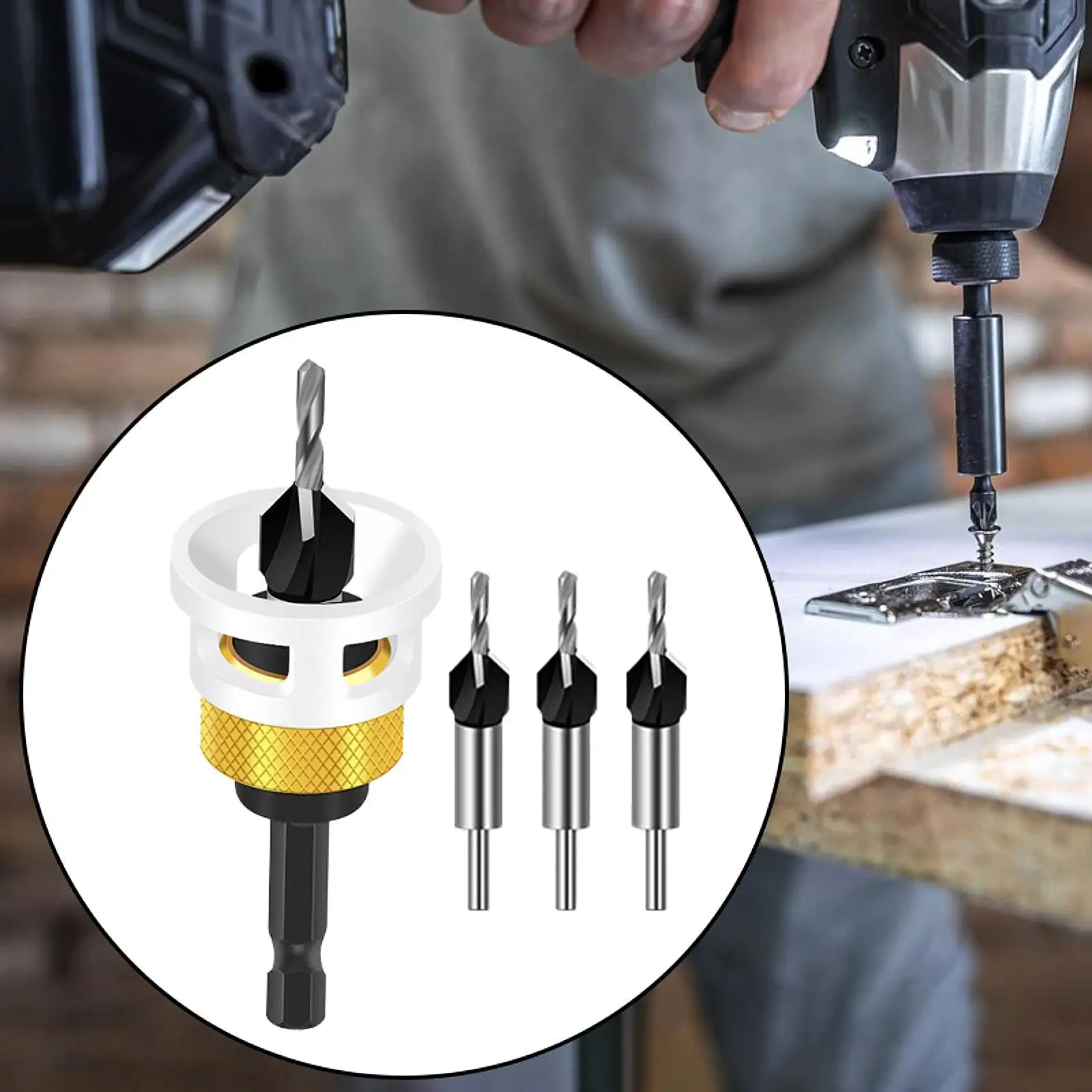

Countersink Bits Adjustable Depth Step Drill for Woodworking Electric Drill