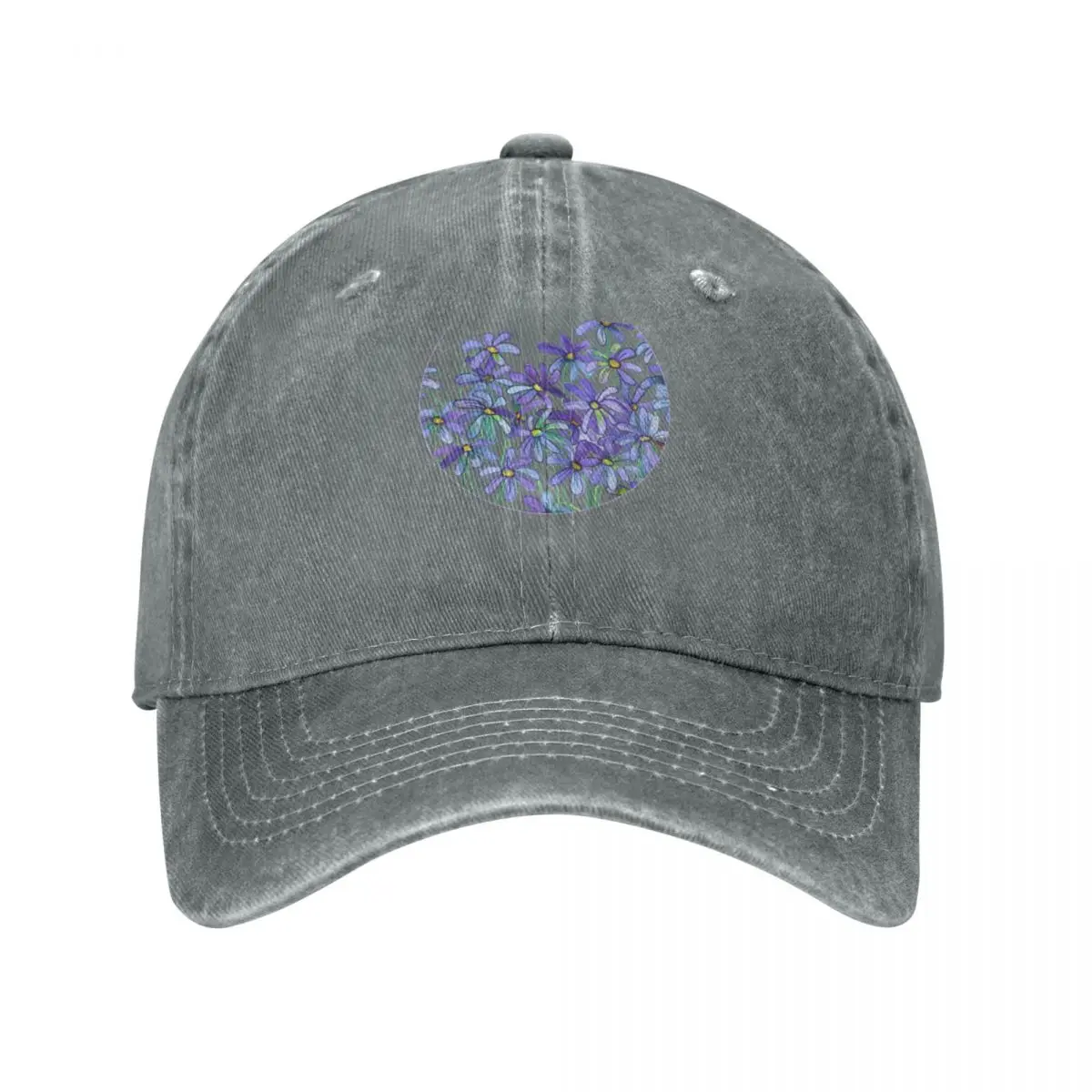 

Purple Daisies in Watercolor & Colored PencilCap Cowboy Hat baseball cap Fishing caps golf hat women winter Men's