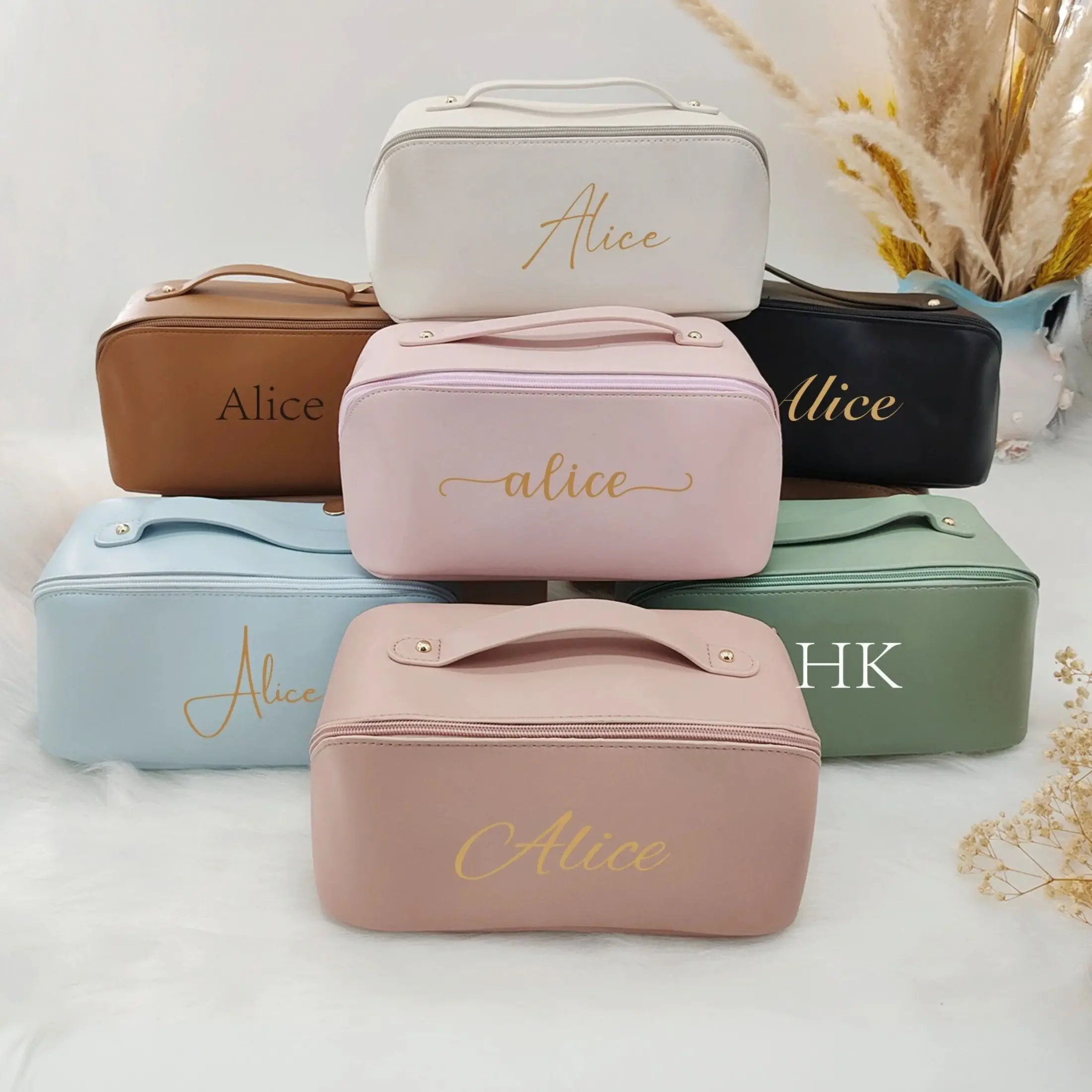 Personalised Makeup Bag Wedding Gift for Bridesmaid Portable PU Pouch Cosmetic bag Waterproof Bathroom Washbag Birthday gift