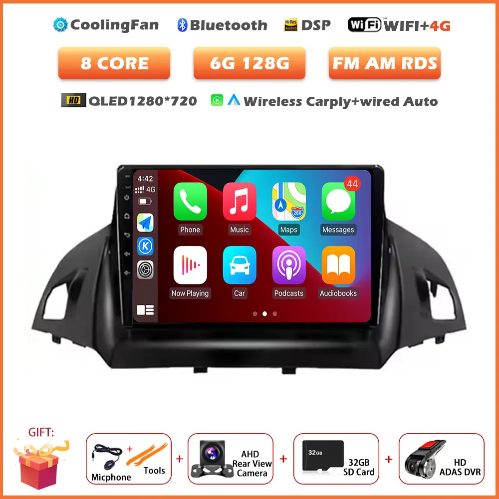 Voor Ford C-MAX Kuga 2 Escape 3 2012-2019 Android 16 Auto autoradio draadloze Carplay GPS navigatie scherm stereo video tools BT