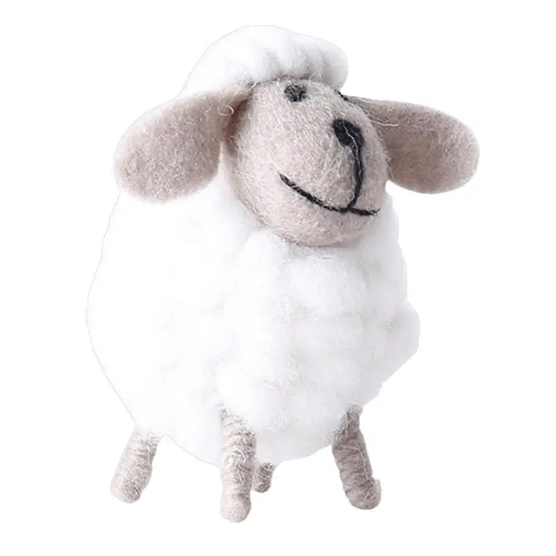 Wool Felt Sheep Ornament Cute Decorative Felted Wool Sheep Toy Wool Felt Home Christmas Tree Decor Sheep Plush Decorative