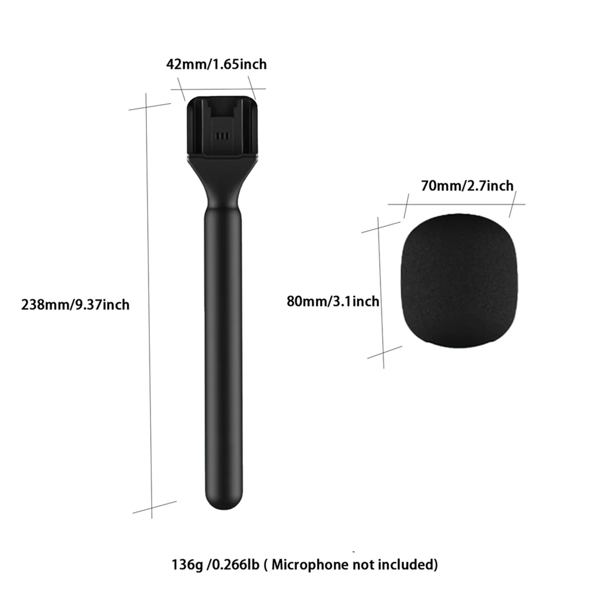 Paquete de 2 adaptadores de micrófono de mano para entrevista para DJI Mic 1/2 para Rode Wireless Go/GoII/Relacart/transmisor inalámbrico