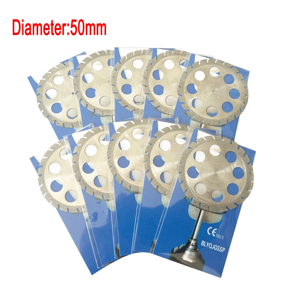 AG 10PCS Dental lab Double Sided Diamond Cutting Disc 45/50mm for separating polishing ceramic crown plaster or jade