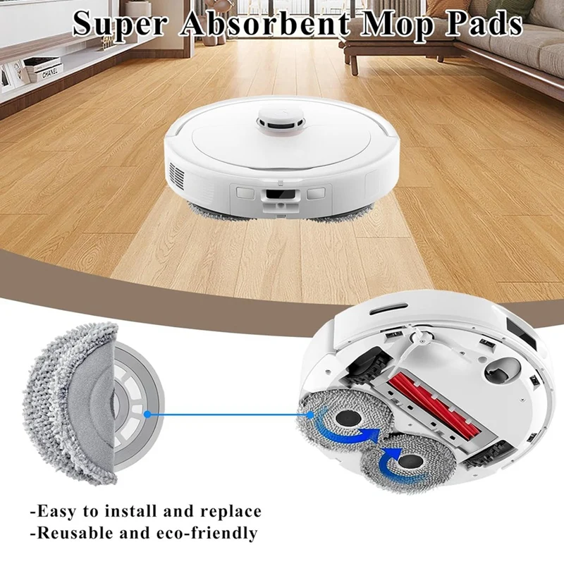 ABAE-Kit de accesorios para Roborock Qrevo S/Qrevo Plus/Qrevo Pro/Qrevo Maxv Robot aspirador Cepillo Lateral principal filtro Hepa bolsas de fregona
