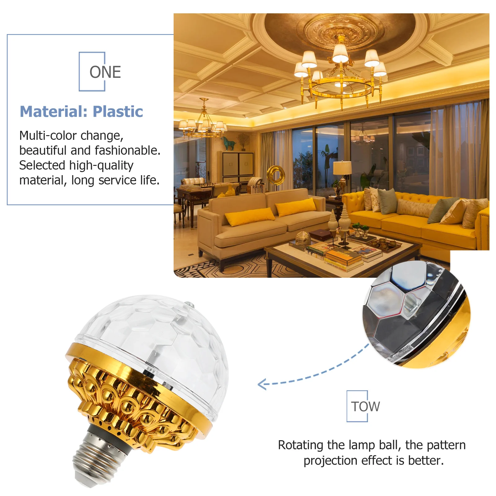 Party Strobe Light Bar Lights Golden Rotating Rotation Ball Activated