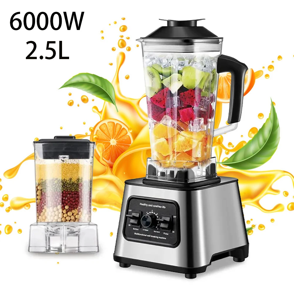 6000W Powerful Blender Mixer Juicer Smoothie Maker Table Blenders 2.5L Container Food Processor Blender Mixer for Ice Nut Fruit