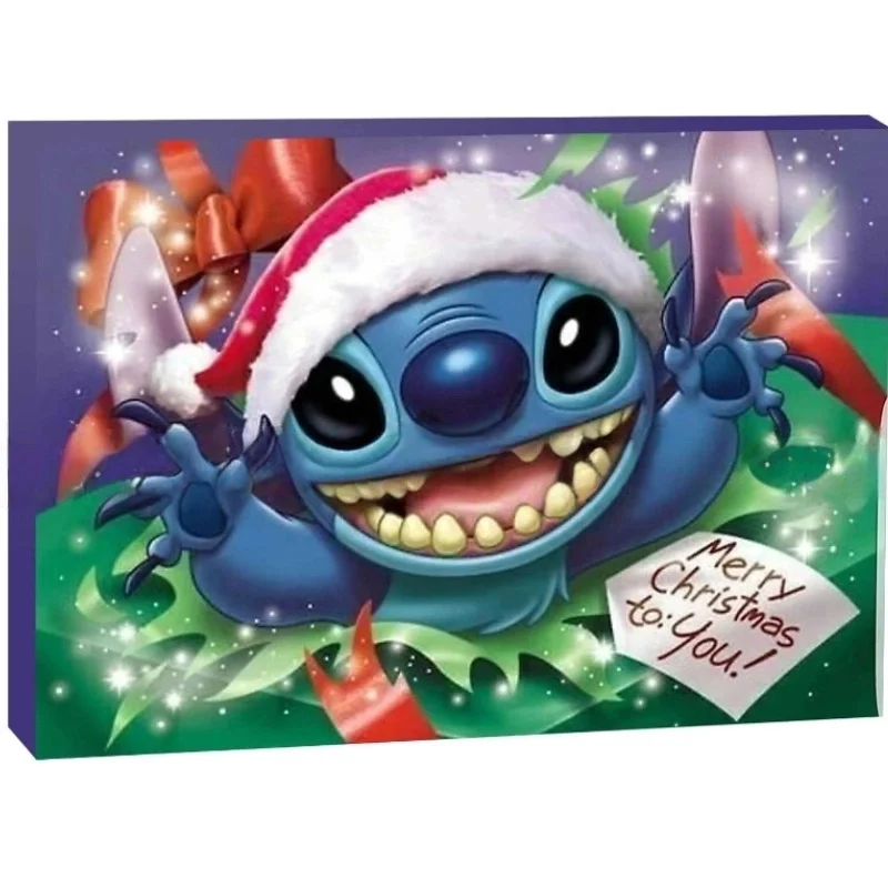 새로운 크리스마스 선물 스티치 미키 어드벤트 캘린더 디즈니 팔찌 24일 카운트다운 캘린더 DIY 쥬얼리 만들기 어린이 크리스마스 선물