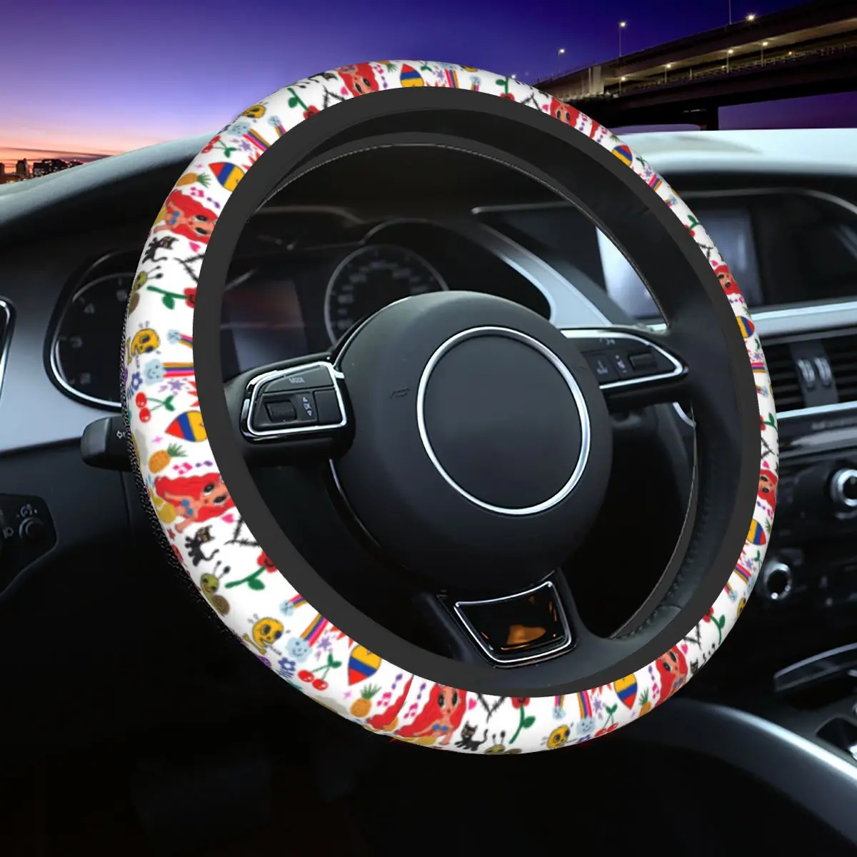 Karol G With Red Hair Bichota Car Steering Wheel Cover 37-38 Non-slip Colorful Car-styling Car Accessories