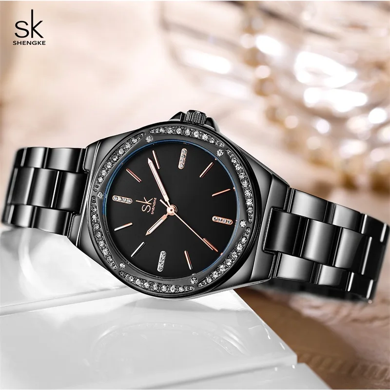 Shengke Fashion Design Ladies Quartz Wristwatches Diamond Elegant Women\'s Watches Top Luxury Woman\'s Gifts Clock New Arrivals