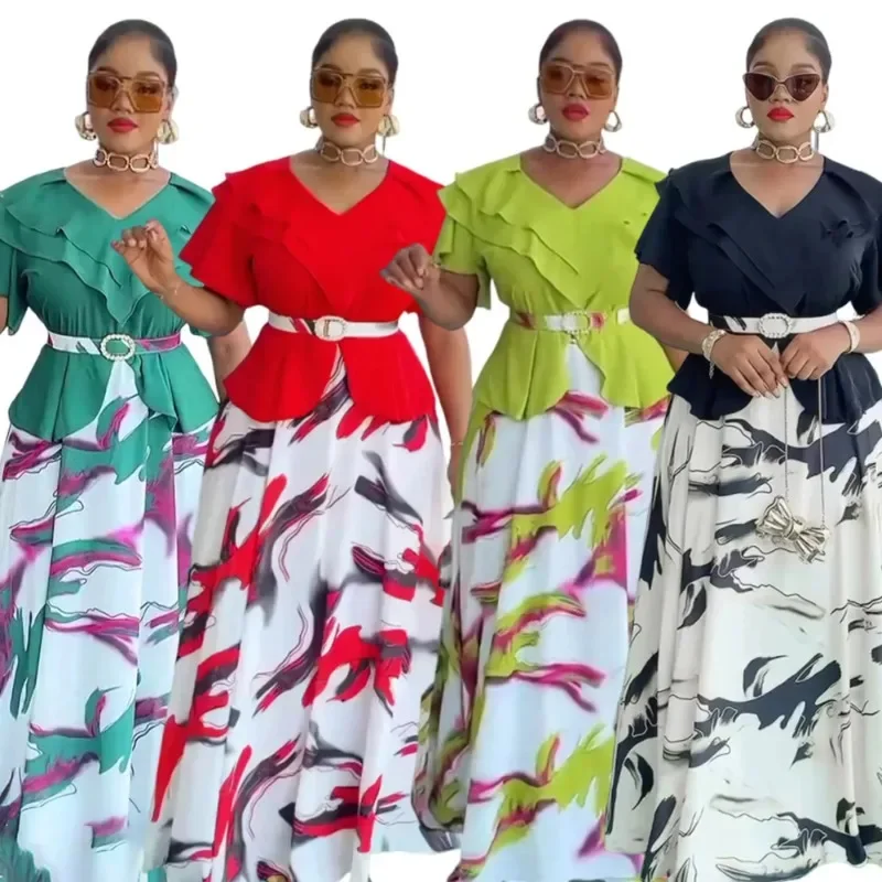 

Элегантные африканские платья для женщин, новинка 2023 года, модное длинное платье с коротким рукавом для свадебной вечеринки, вечернее платье больших размеров, женская одежда