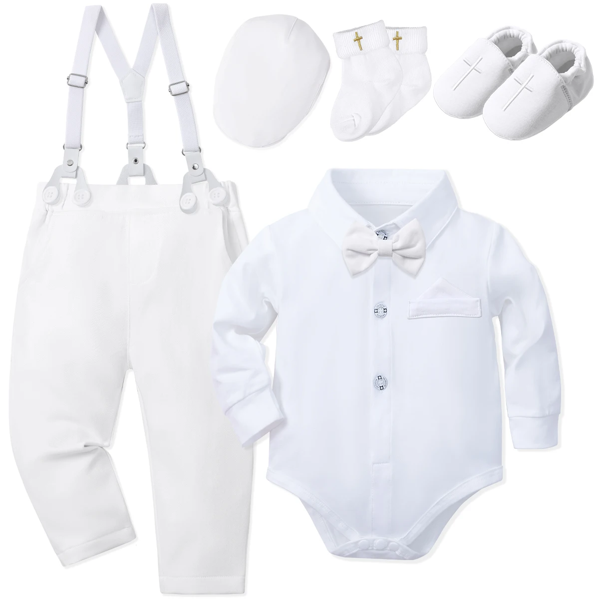Baby Boys Baptism Outfits Infant Christening Suit Newborn Easter Church Blessing White Clothes Photography Party Girft Set