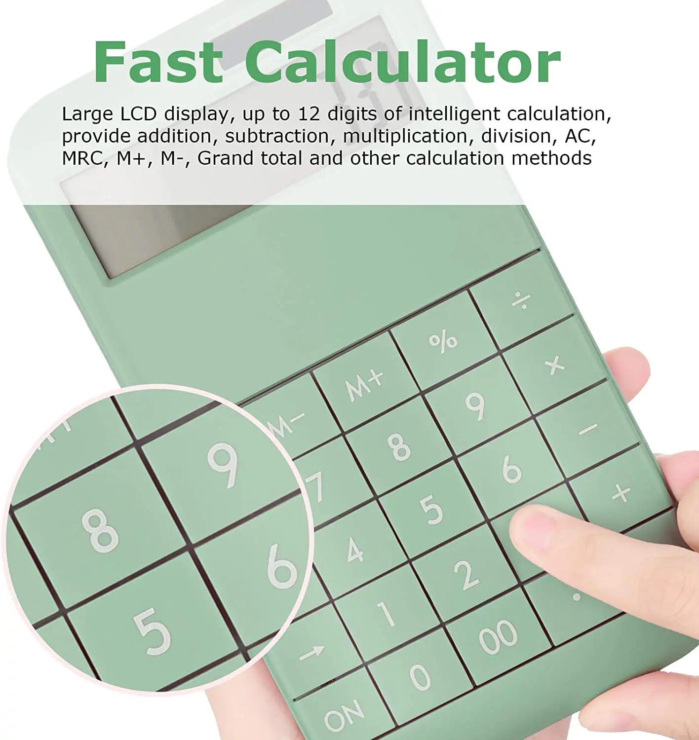 Calculator, Basic Standard Calculator 12 Digit Desktop Calculator with Large LCD Display for Office, School, Home & Business Use