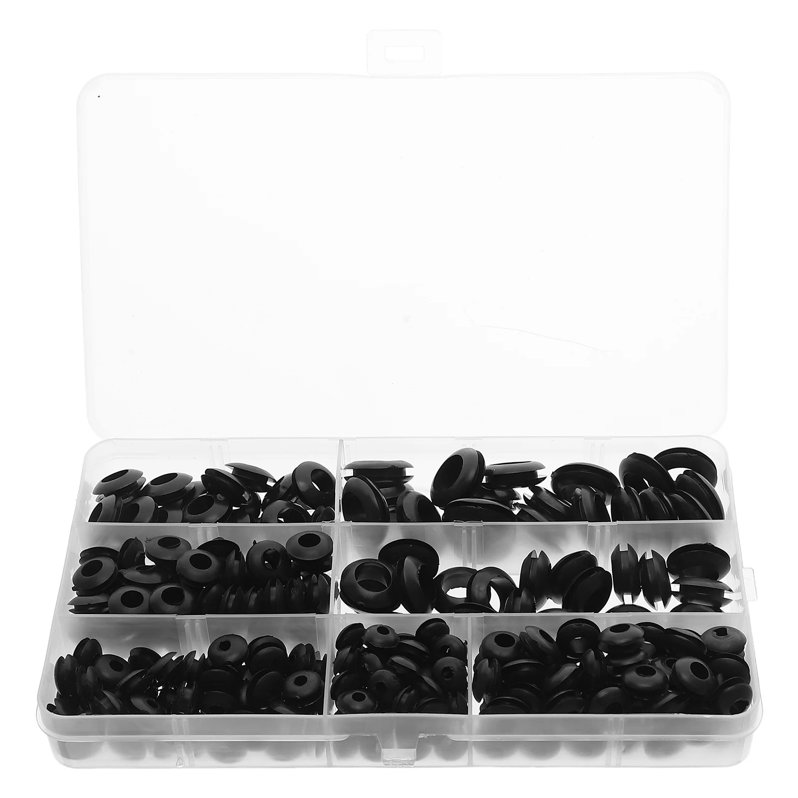 

260Pcs Cable Grommet Seal Black Rubber Waterproof Grommets for Wire Protection Dual-Sided Cable Bushing Kit for Automotive