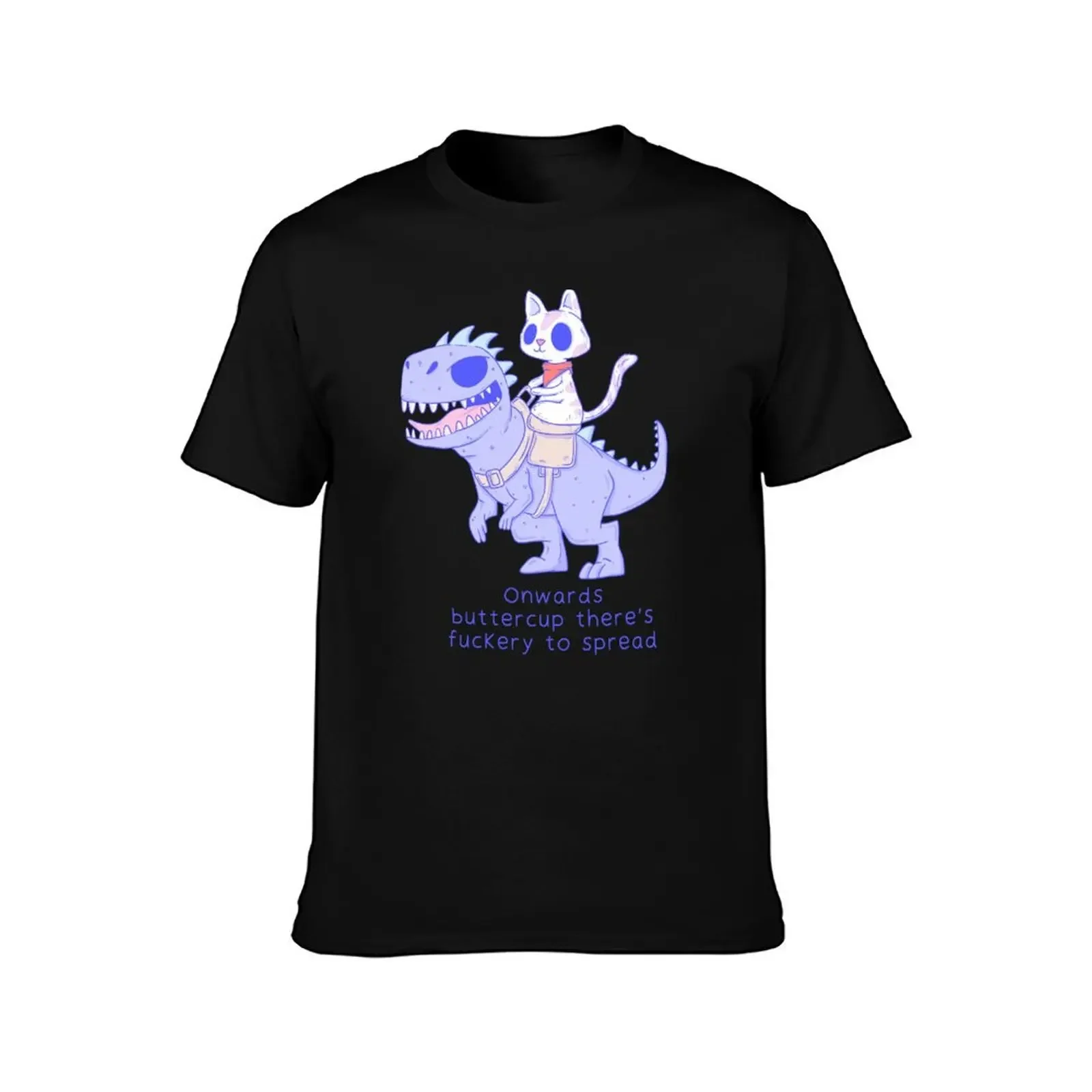 Funny Cat Riding Dinosaur - Onwards Buttercup T-Shirt vintage t shirts new edition mens cotton t shirts