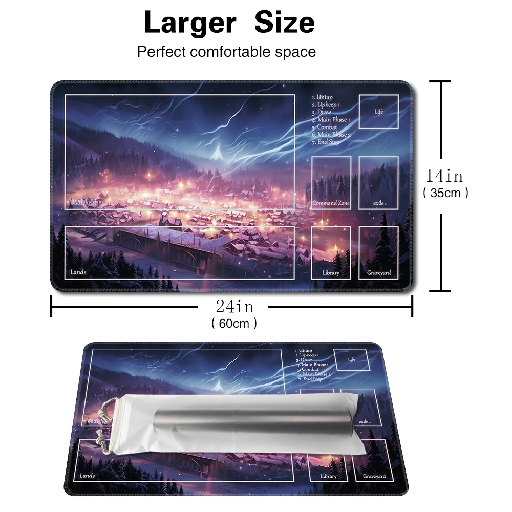 Aurora Village-Board Game TCG Playmat Table Mat Game Size 60X35 CM Mousepad Compatible for MTG CCG