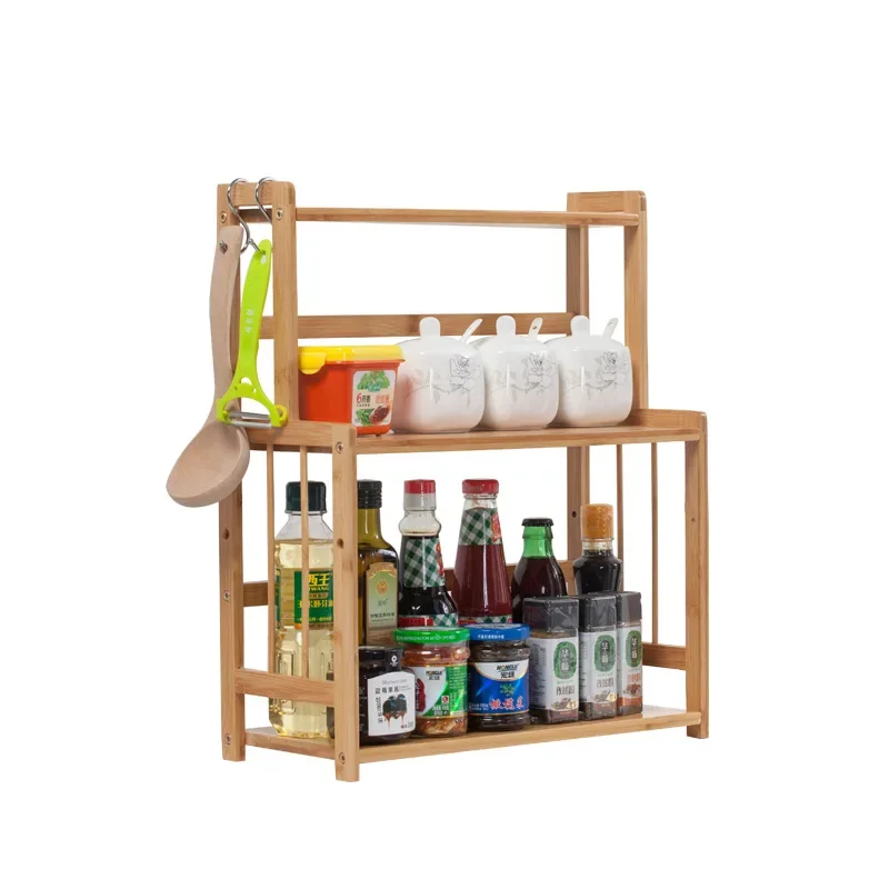 Kitchen Seasoning Rack Multifunctional Storage Knife Chopping Board Bamboo Storage Shefl Kitchen Supplies