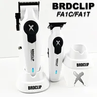 BRDCLIP White FA1C Professional Electric Hair Clipper 8800RPM White FA1T Hair Trimmer 7700RPM with Base Salon Barber Shop Set